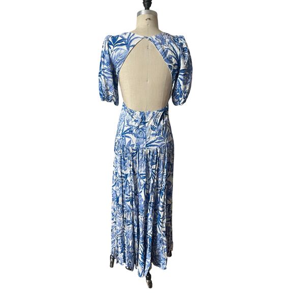 NWOT Seven Wonders Kiah Blue Floral Tiered Cutout Backless Maxi Dress Size Small - Picture 5 of 11